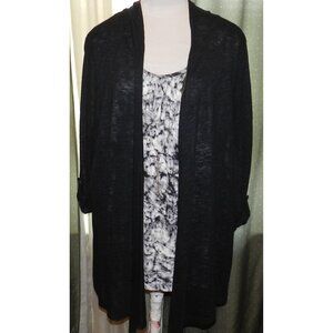 NWT Terra & Sky size 3X 24W / 26W layered black / gray blouse plus size women's